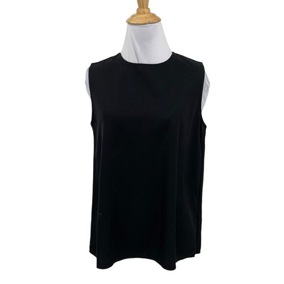 Everlane Tank Top Women 4 Black The E2 Back Gold Zip Sleeveless Triacetate Tee - Picture 1 of 11